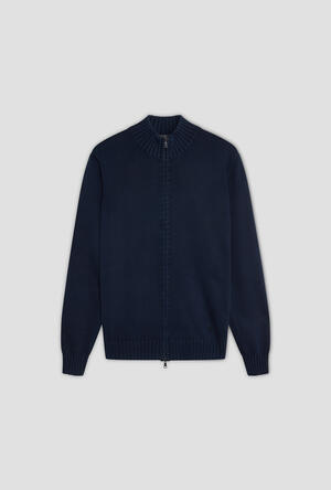 Giacca full zip in cotone tinto in capo ESSENTIAL - Ferrante | img vers.300x/