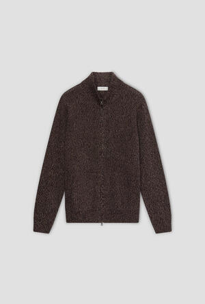 Giacca full zip moulinè in misto cashmere ROYAL RED - Ferrante | img vers.300x/