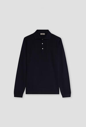 Polo with shirt collar in pure combed wool MAIN - Ferrante | img vers.300x/