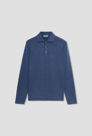 Polo with shirt collar in pure combed wool MAIN - Ferrante | img vers.300x/