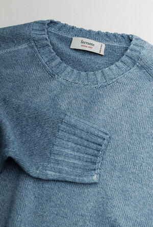 Noble garment-dyed crew neck ROYAL RED - Ferrante | img vers.300x/