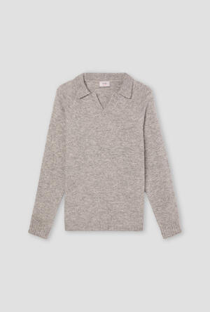 Buttonless polo shirt in baby alpaca ROYAL RED - Ferrante | img vers.300x/
