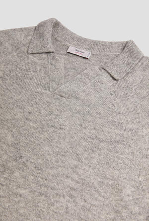 Buttonless polo shirt in baby alpaca ROYAL RED - Ferrante | img vers.300x/