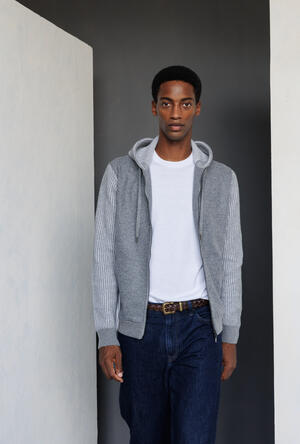 Sweatshirt in fabric and vanisé knit MAIN - Ferrante | img vers.300x/