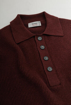 Ribbed wool and cashmere polo shirt ROYAL RED - Ferrante | img vers.300x/