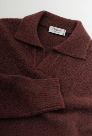 Cashmere blend bouclé polo ROYAL RED - Ferrante | img vers.300x/