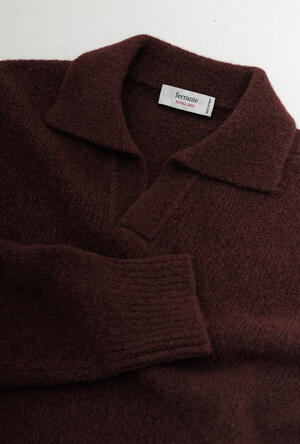 Polo bouclè in misto cashmere ROYAL RED - Ferrante | img vers.300x/