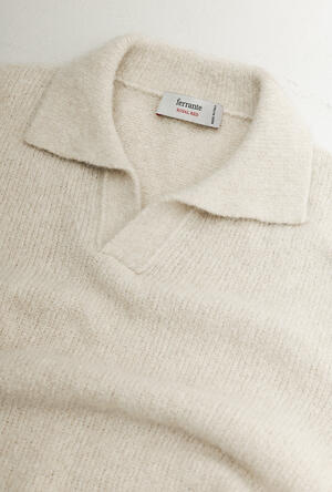 Cashmere blend bouclé polo ROYAL RED - Ferrante | img vers.300x/