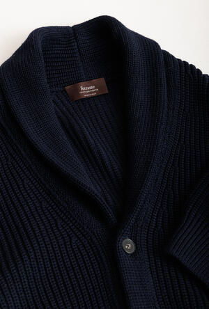 Cardigan con collo sciallato in lana triploritorto MAIN - Ferrante | img vers.300x/