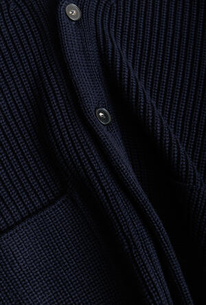 Cardigan con collo sciallato in lana triploritorto MAIN - Ferrante | img vers.300x/