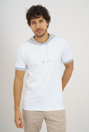 Hooded T-shirt in stretch cotton MAIN - Ferrante | img vers.300x/