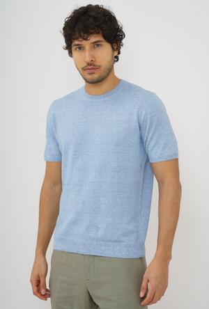 Linen mouliné crew neck ROYAL RED - Ferrante | img vers.300x/