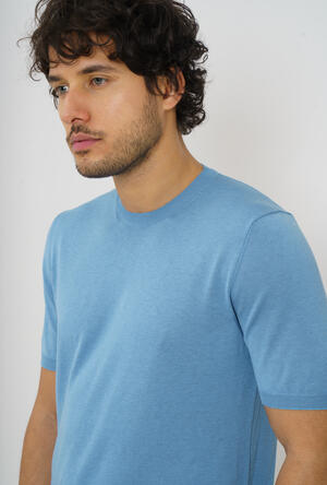 Silk and cotton crew neck ROYAL RED - Ferrante | img vers.300x/