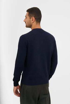 Girocollo con lavorazione in misto cashmere ROYAL RED - Ferrante | img vers.300x/