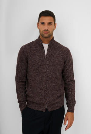 Giacca full zip moulinè in misto cashmere ROYAL RED - Ferrante | img vers.300x/
