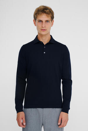 Polo with shirt collar in pure combed wool MAIN - Ferrante | img vers.300x/