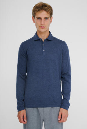 Polo with shirt collar in pure combed wool MAIN - Ferrante | img vers.300x/