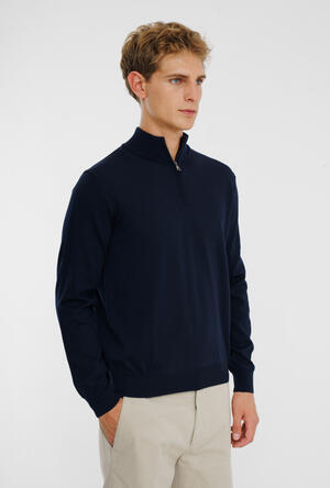 Serafino zip in pura lana pettinata ESSENTIAL - Ferrante | img vers.300x/