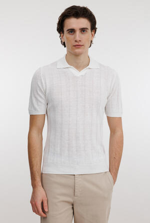 Polo senza bottoni in lino e cotone ROYAL RED - Ferrante | img vers.300x/