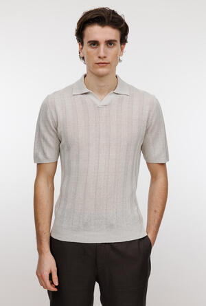 Polo senza bottoni in lino e cotone ROYAL RED - Ferrante | img vers.300x/