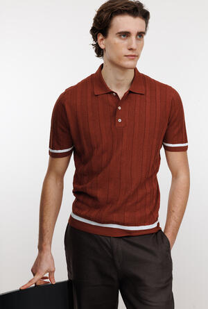 Polo in lino con lavorazione ROYAL RED - Ferrante | img vers.300x/