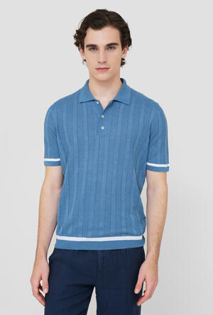 Linen polo shirt with workmanship ROYAL RED - Ferrante | img vers.300x/