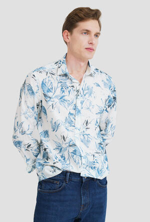 Camicia in misto lino con fantasia MAIN - Ferrante | img vers.300x/