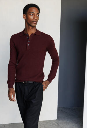 Polo a coste in lana e cashmere ROYAL RED - Ferrante | img vers.300x/