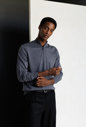 Serafino zip in pura lana pettinata ESSENTIAL - Ferrante | img vers.300x/