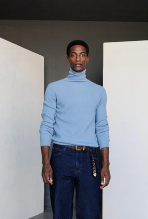 English knit turtleneck in wool and cashmere ROYAL RED - Ferrante | img vers.300x/