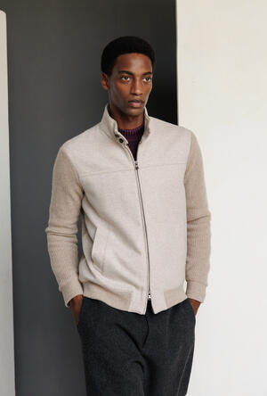 Bomber in lana con schiena e maniche in maglia MAIN - Ferrante | img vers.300x/