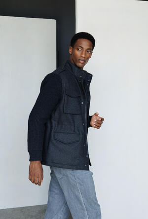 Field jacket in lana con maniche in maglia MAIN - Ferrante | img vers.300x/