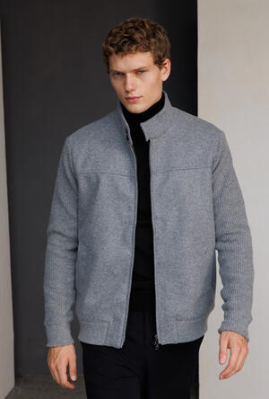 Bomber in lana con schiena e maniche in maglia MAIN - Ferrante | img vers.300x/