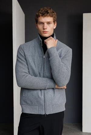 Bomber in lana con schiena e maniche in maglia MAIN - Ferrante | img vers.300x/