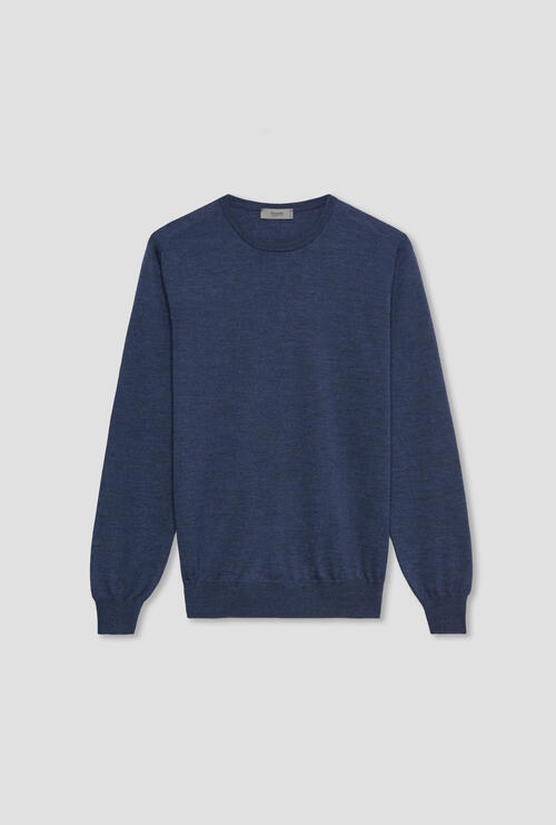 Worsted wool crew-neck Blue