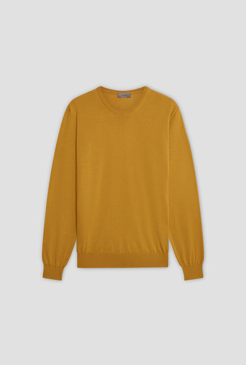 Brushed pure wool crew neck Mustard