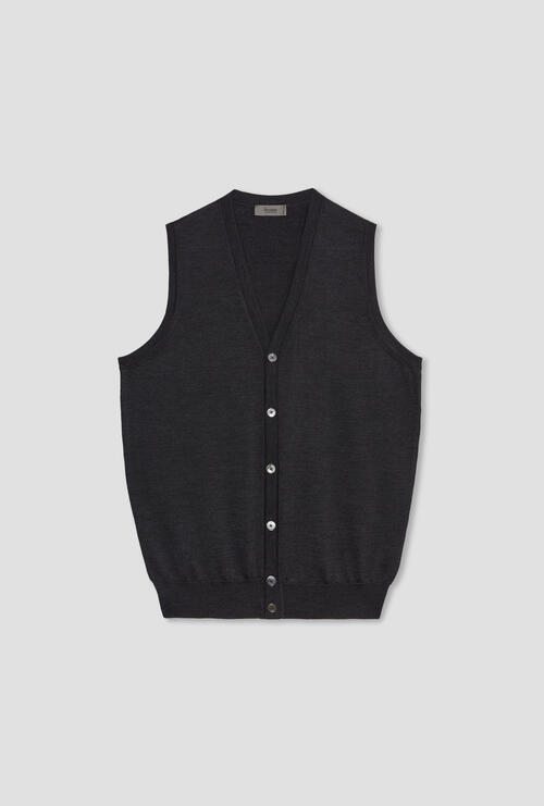 Gilet in lana pettinata Antracite