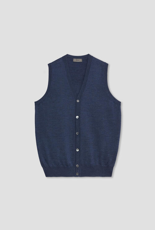 waistcoat in worsted wool Blue