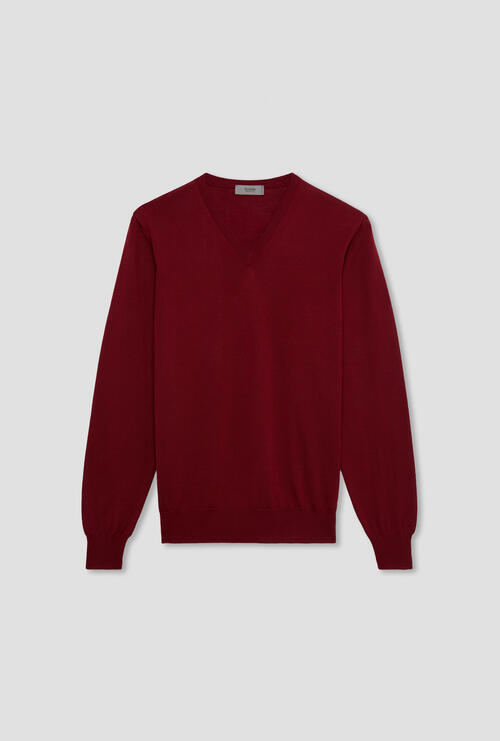 Brushed pure wool pullover Bordeaux