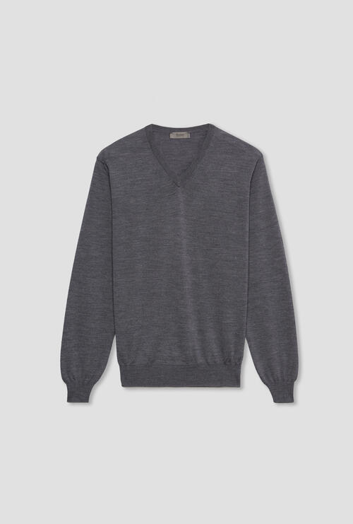 Brushed pure wool pullover Dark Grey