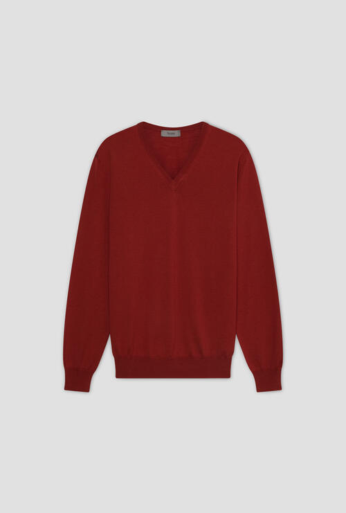 Pullover in lana pettinata Paprika