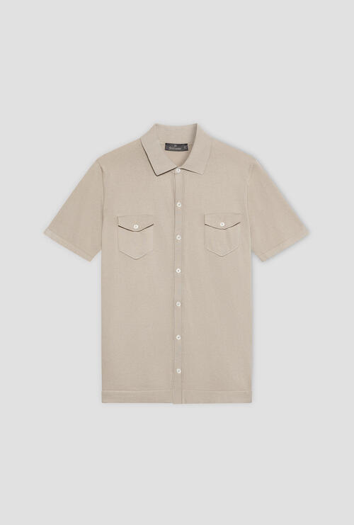 Camicia in maglia con tasche a toppa Tortora