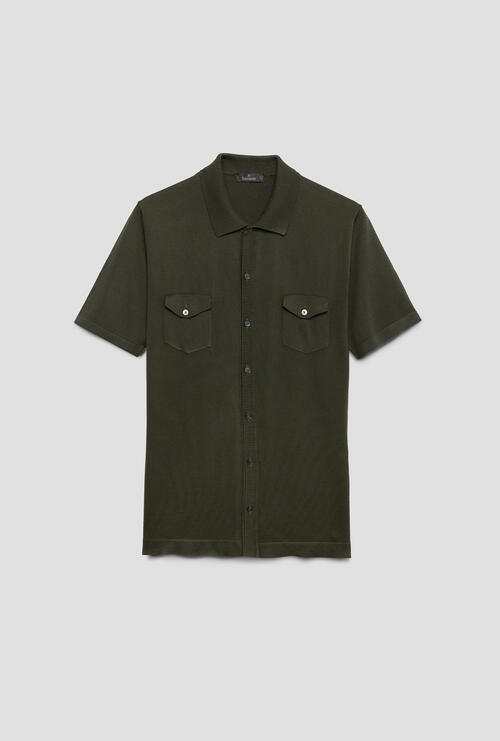 Camicia in maglia con tasche a toppa Verde oliva