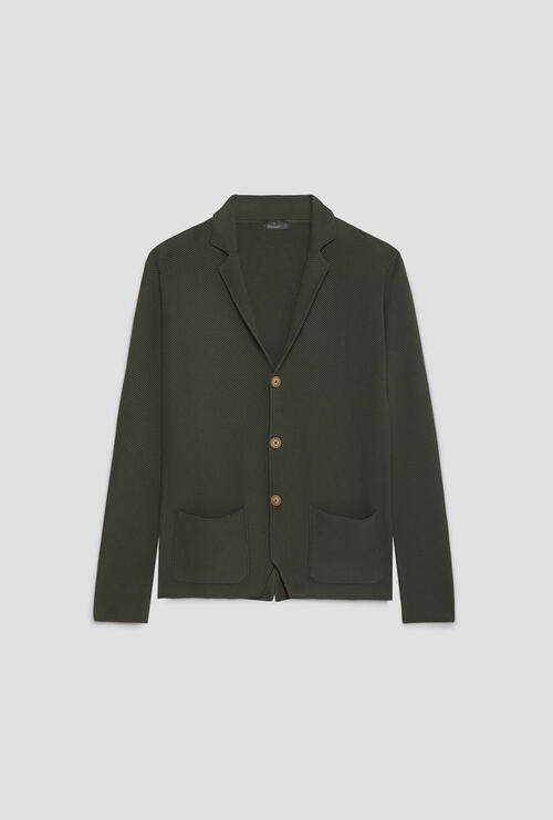 Giacca in maglia con lavorazione Verde oliva