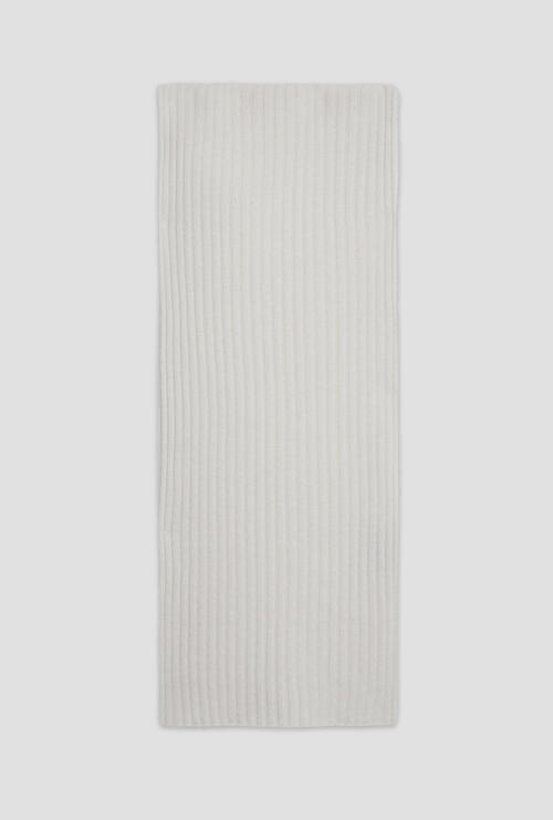 Pure cashmere ribbed scarf White