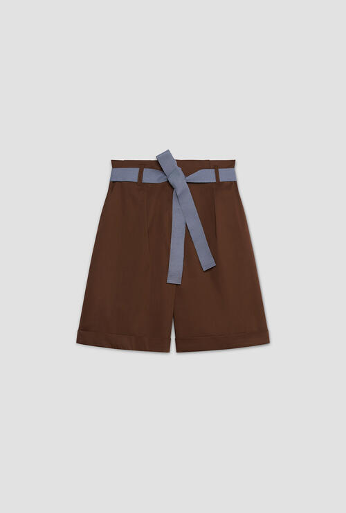 Bermuda in popeline Marrone scuro
