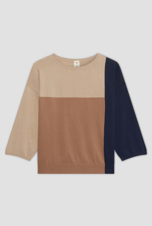 Girocollo block color Blu Navy