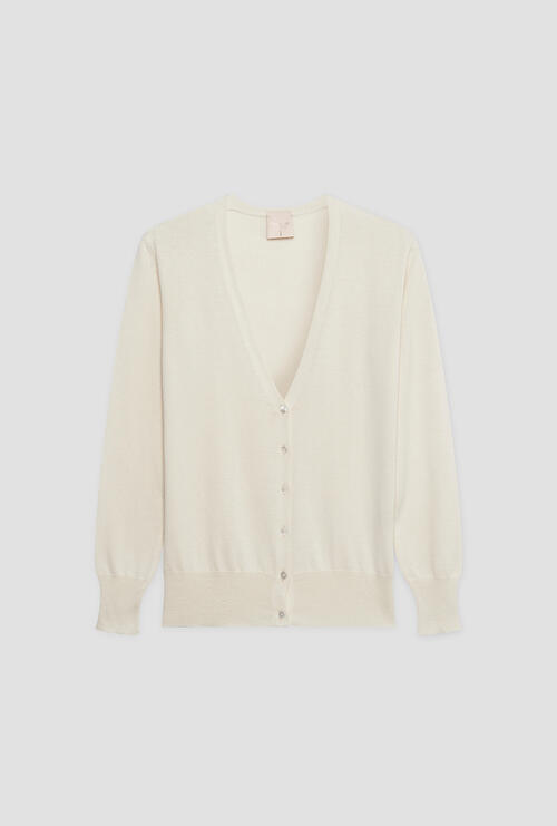 Cardigan manica lunga Panna