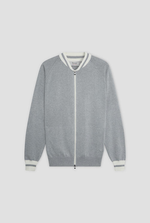 Bomber in maglia Grigio Perla