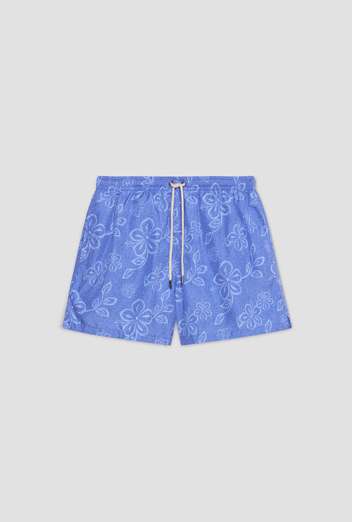Pantaloncino da mare stampa a fiori Cobalto